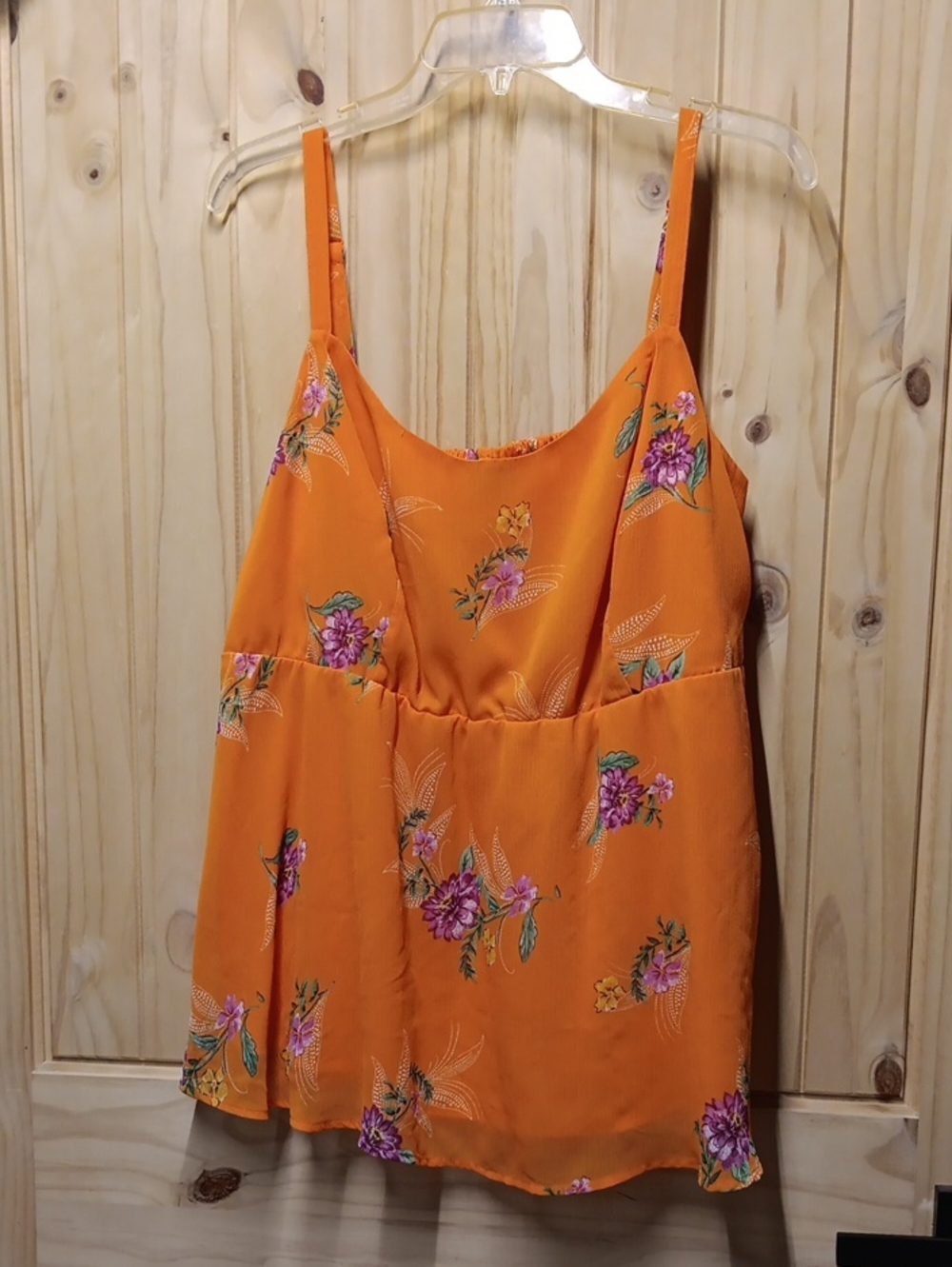 Torrid Baby Doll Orange Floral Spaghetti-Strap Cami/Tank EUC